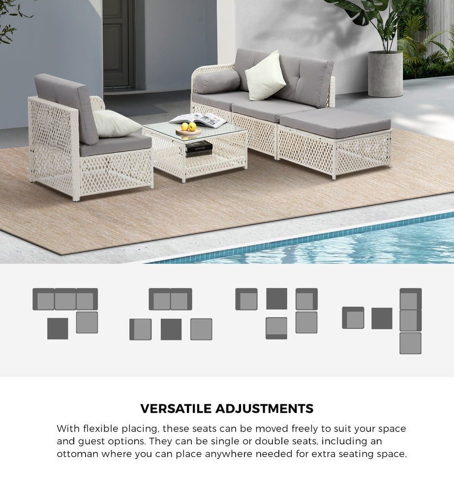 Outdoor Sofa Set 4/6 Seater Wicker Rattan Lounge Setting
