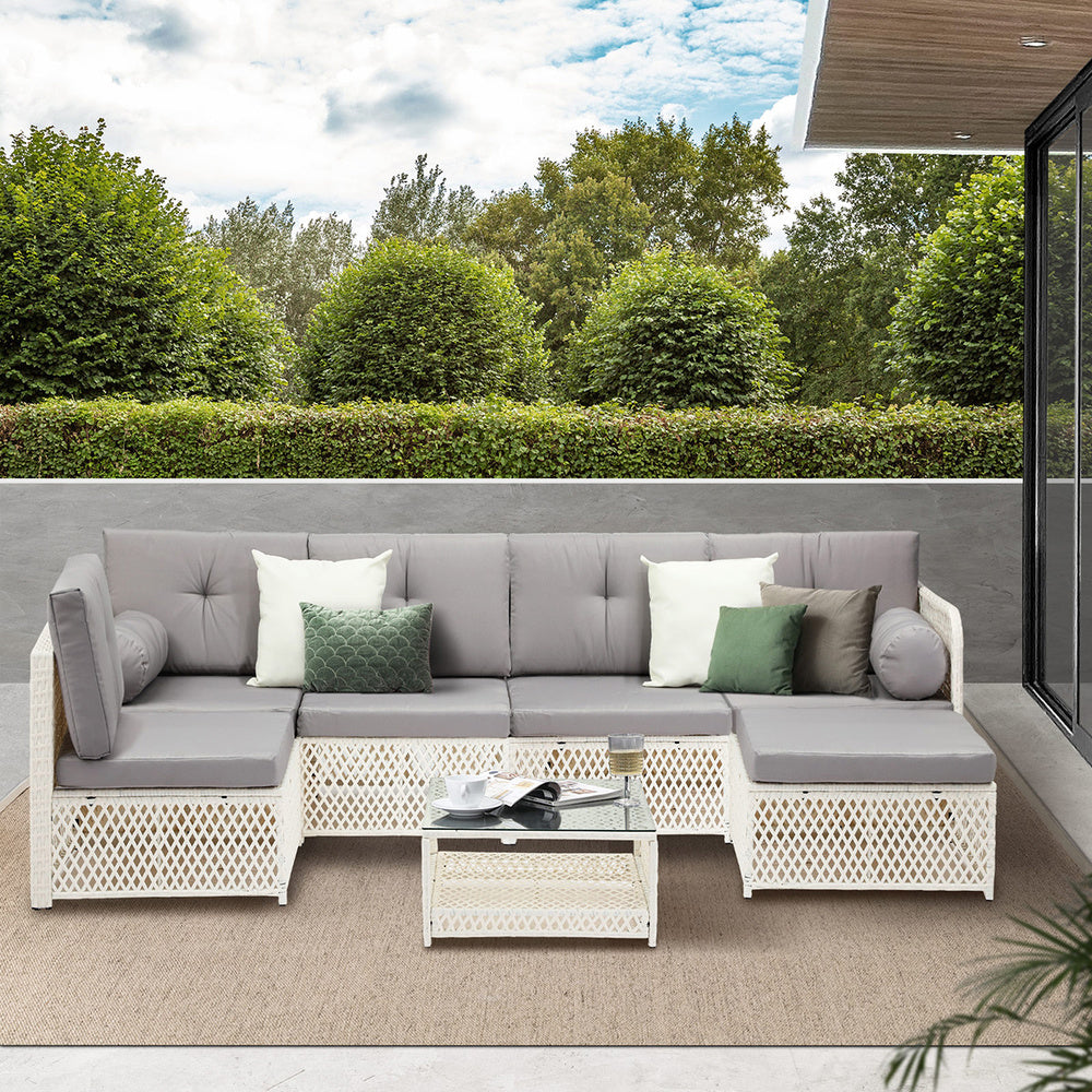 Outdoor Sofa Set 4/6 Seater Wicker Rattan Lounge Setting