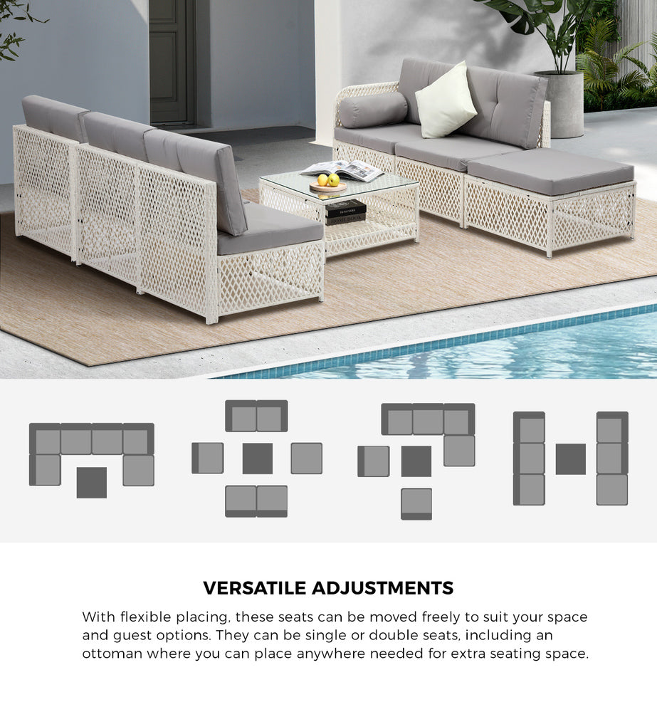 Outdoor Sofa Set 4/6 Seater Wicker Rattan Lounge Setting
