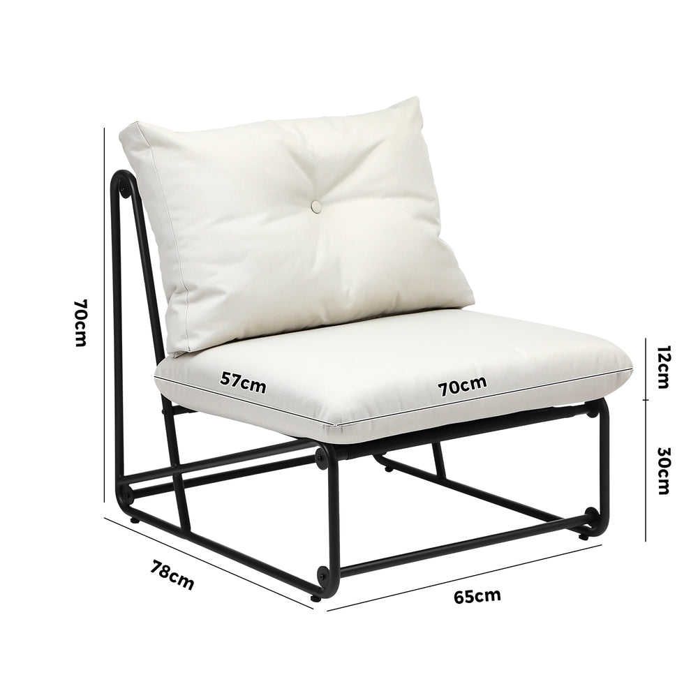 2PCS Outdoor Dining Chairs Patio Sofa Lounge Chair Beige/Grey