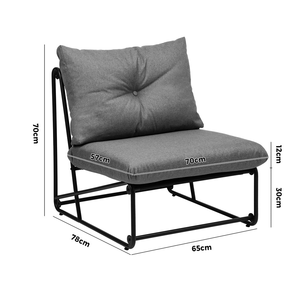 2PCS Outdoor Dining Chairs Patio Sofa Lounge Chair Beige/Grey