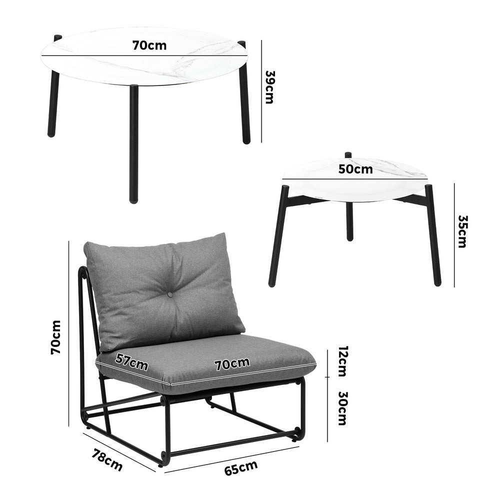 8PCS Outdoor Sofa Set Coffee Table with Chairs Grey