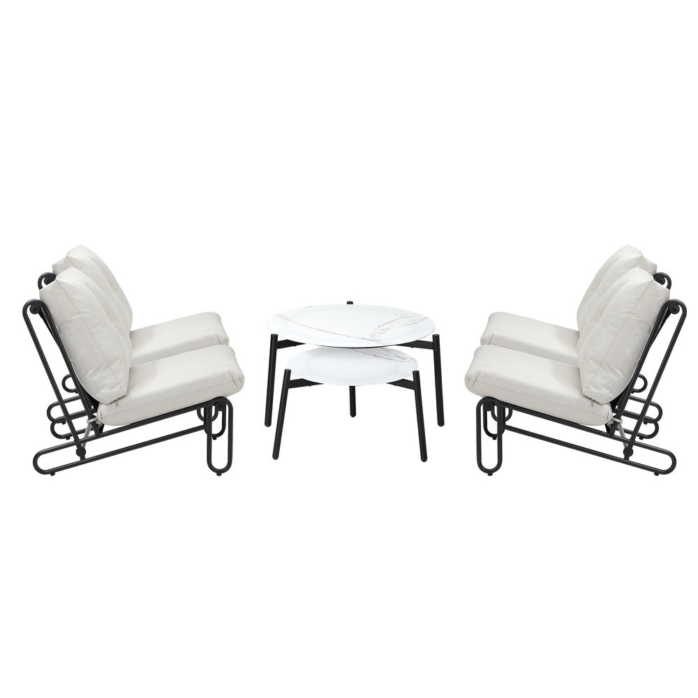 6/8PCS Outdoor Sofa Set 2-in-1 Coffee Table with Chairs