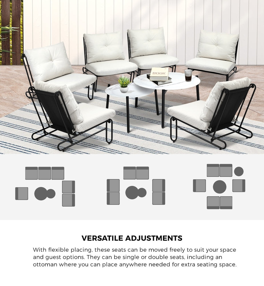 6/8PCS Outdoor Sofa Set 2-in-1 Coffee Table with Chairs