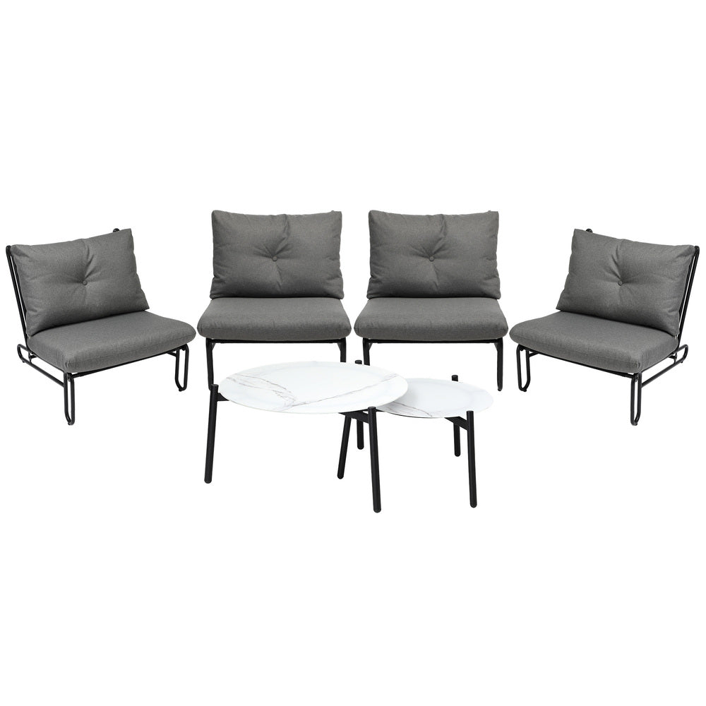 6/8PCS Outdoor Sofa Set 2-in-1 Coffee Table with Chairs