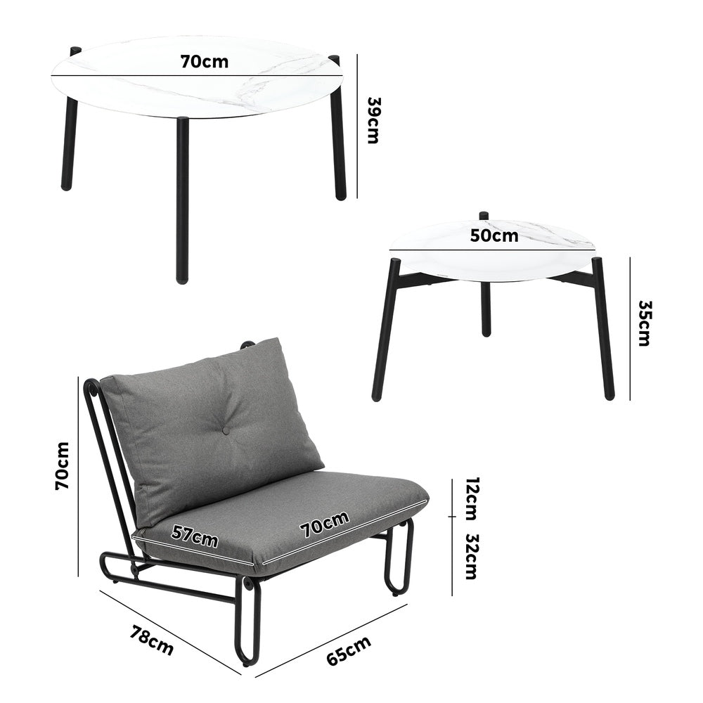 6/8PCS Outdoor Sofa Set 2-in-1 Coffee Table with Chairs