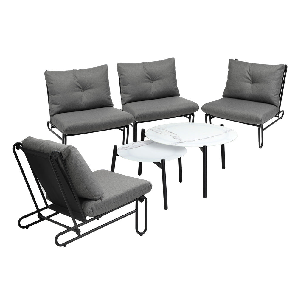 6/8PCS Outdoor Sofa Set 2-in-1 Coffee Table with Chairs