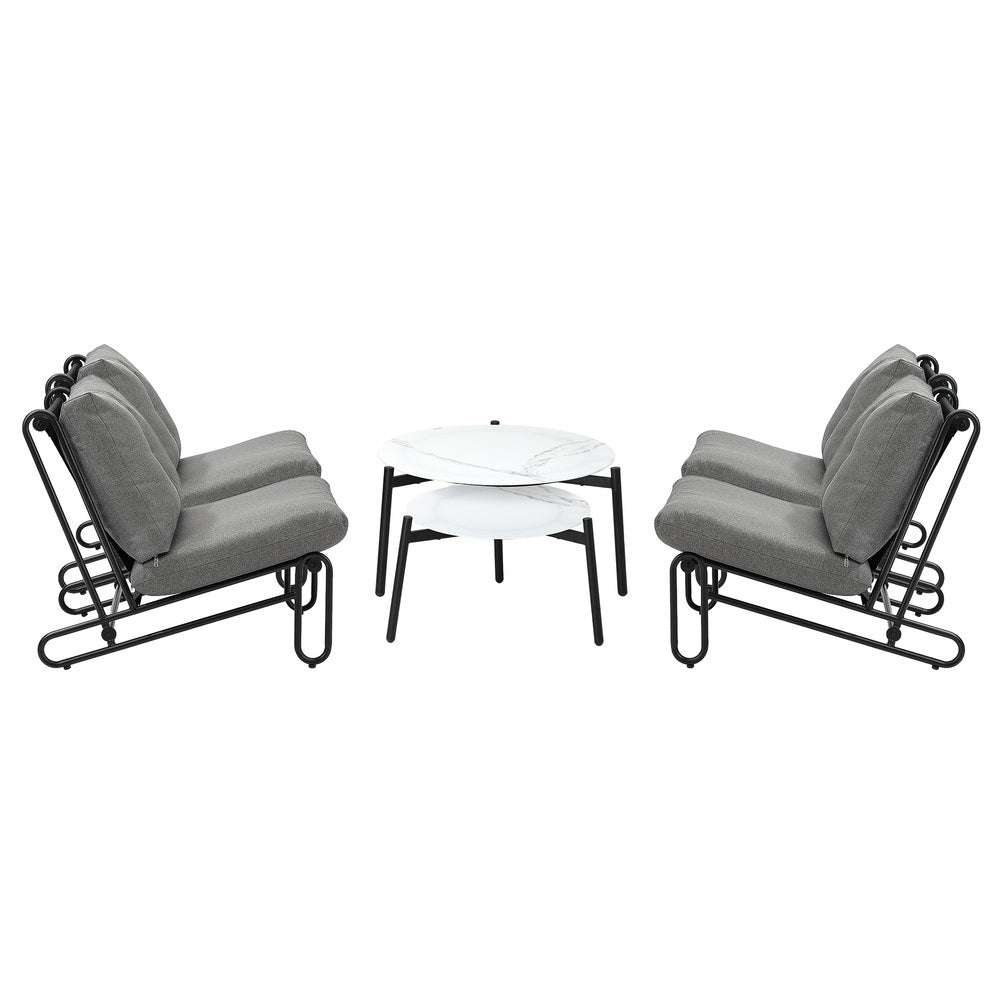 6/8PCS Outdoor Sofa Set 2-in-1 Coffee Table with Chairs