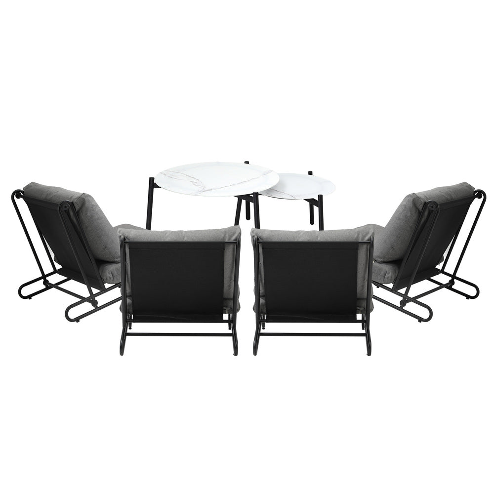 6/8PCS Outdoor Sofa Set 2-in-1 Coffee Table with Chairs