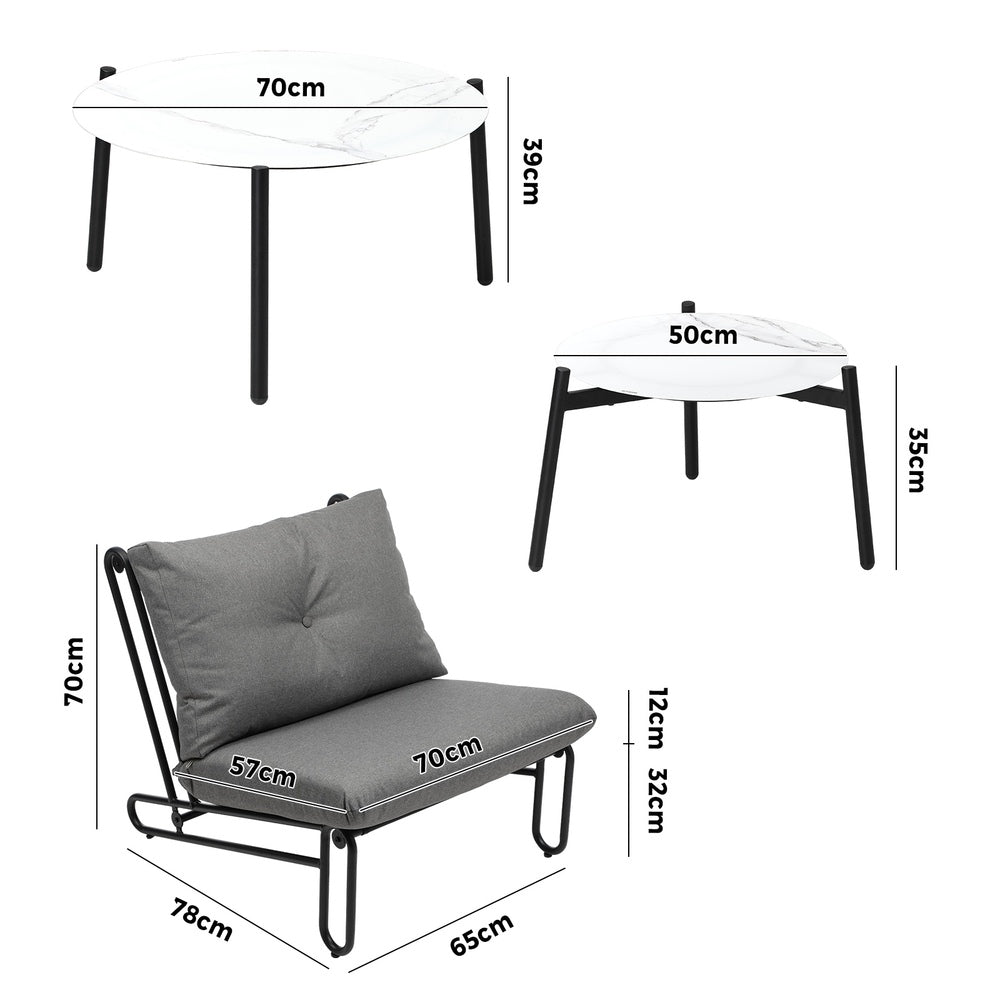 8PCS Outdoor Sofa Set Nesting Coffee Table with Chairs Beige