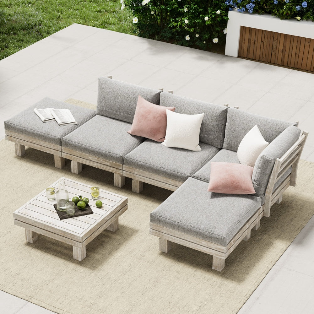 6 Piece Outdoor Furniture Sofa Set Wooden Lounge Setting