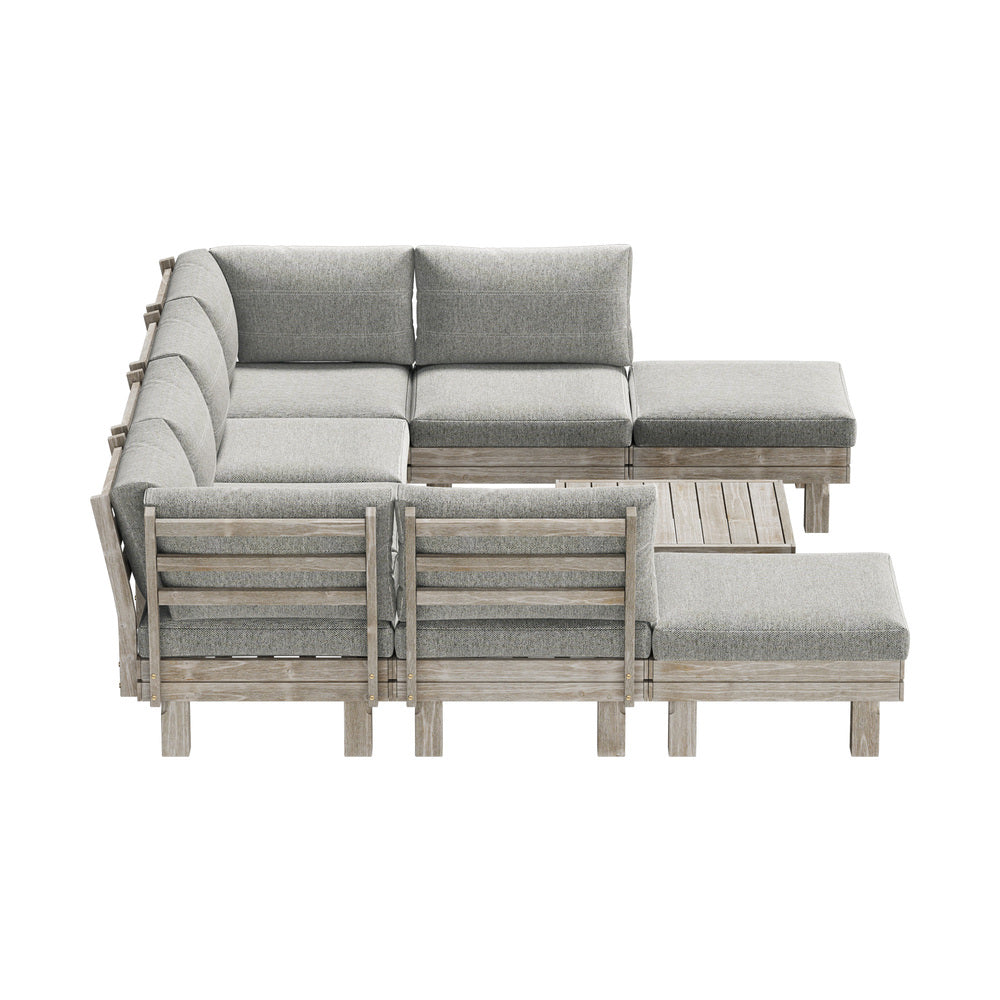 9PCS 7PCS Outdoor Sofa Set Wooden Lounge Setting Table Chair