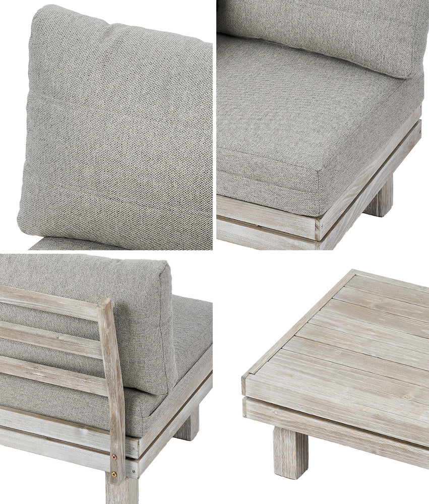 8PCS Outdoor Sofa Set Wooden Lounge Setting Table Chair