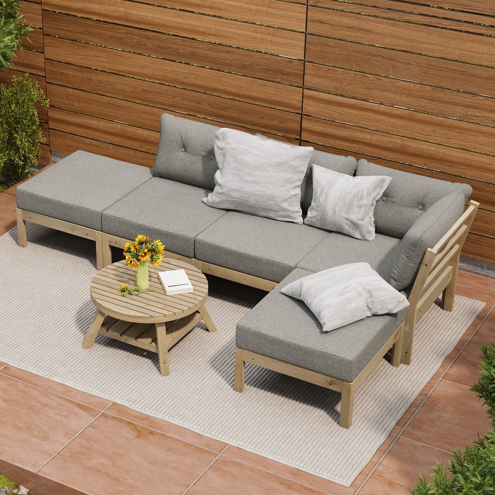 Outdoor Lounge Sofa Set 7 Piece Garden Furniture Grey