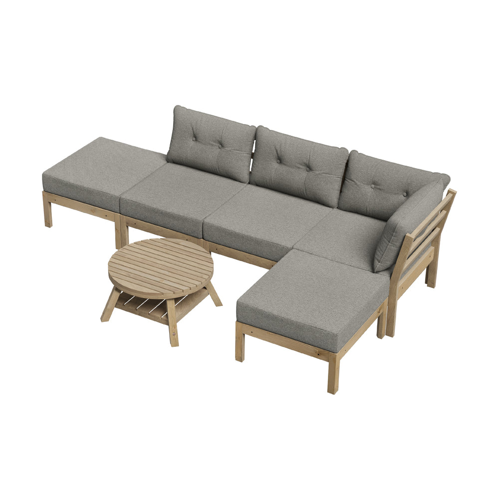 Outdoor Lounge Sofa Set 7 Piece Garden Furniture Grey