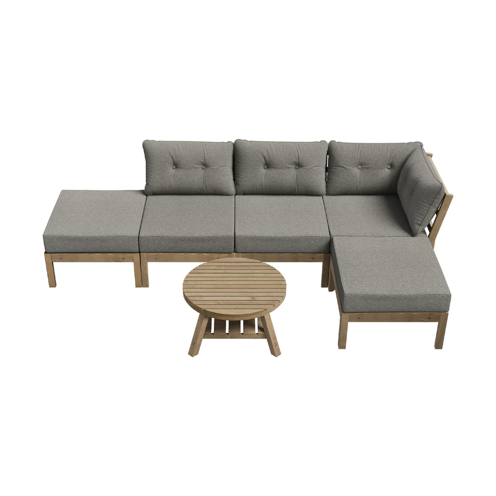 Outdoor Lounge Sofa Set 7 Piece Garden Furniture Grey