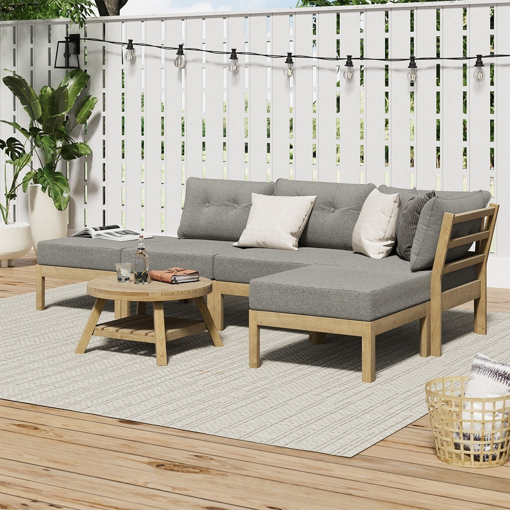 Outdoor Lounge Sofa Set 7 Piece Garden Furniture Grey