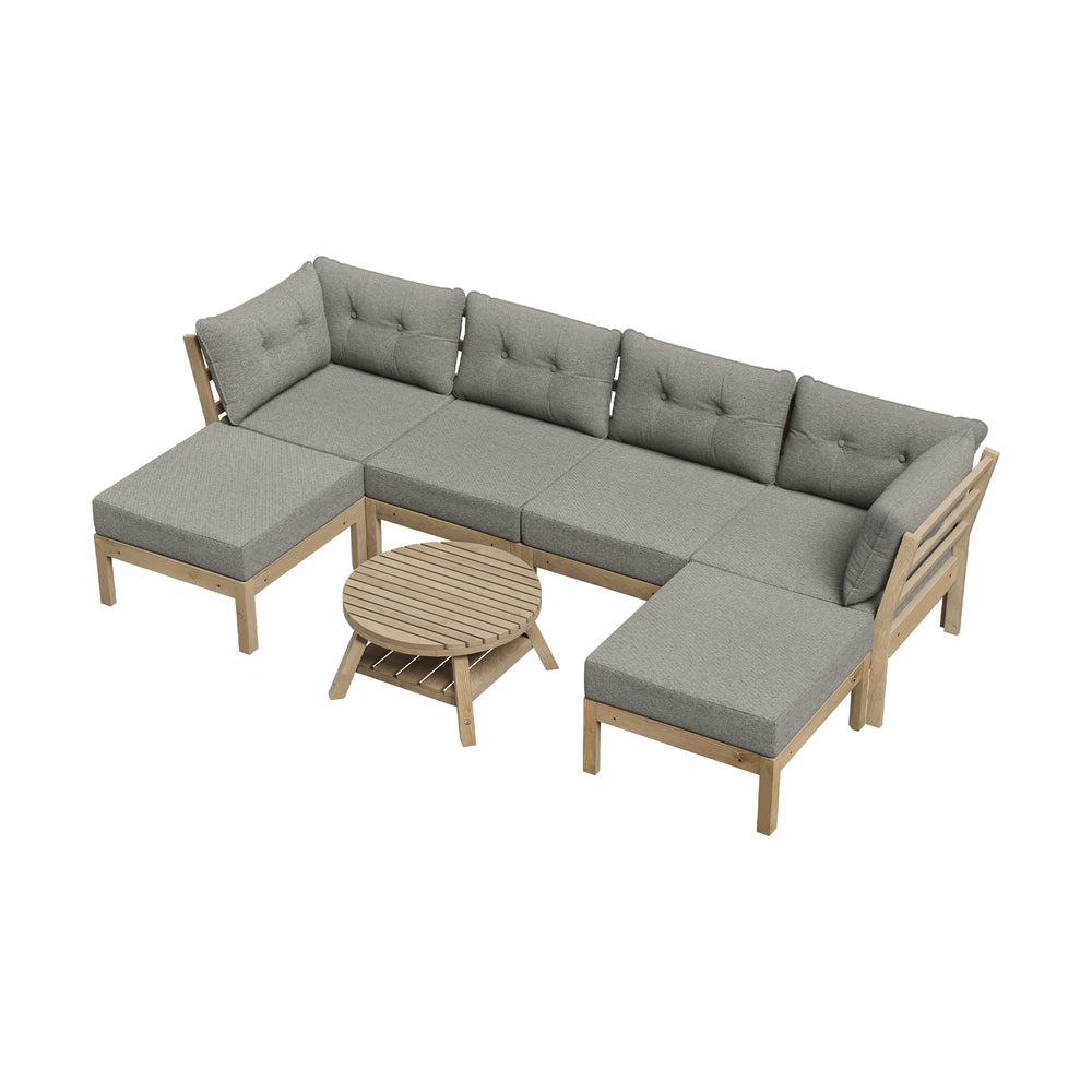 6 Piece Outdoor Lounge Sofa Set Garden Furniture Grey