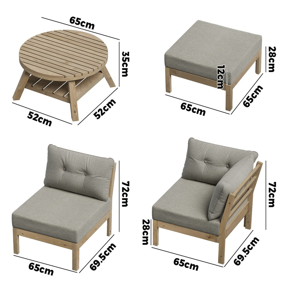 6-Piece Outdoor Lounge Sofa Set Garden Patio Rattan Furniture Grey