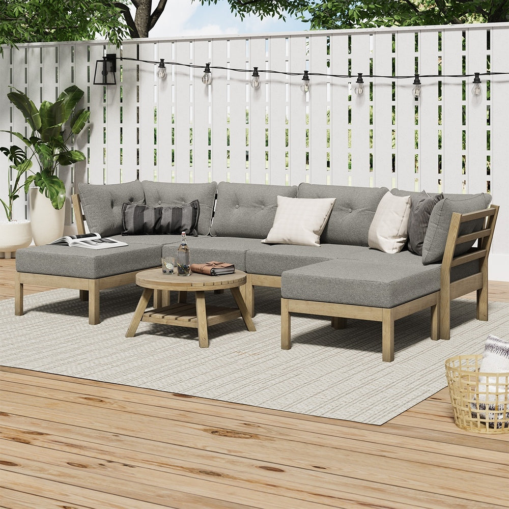 6 Piece Outdoor Lounge Sofa Set Garden Furniture Grey