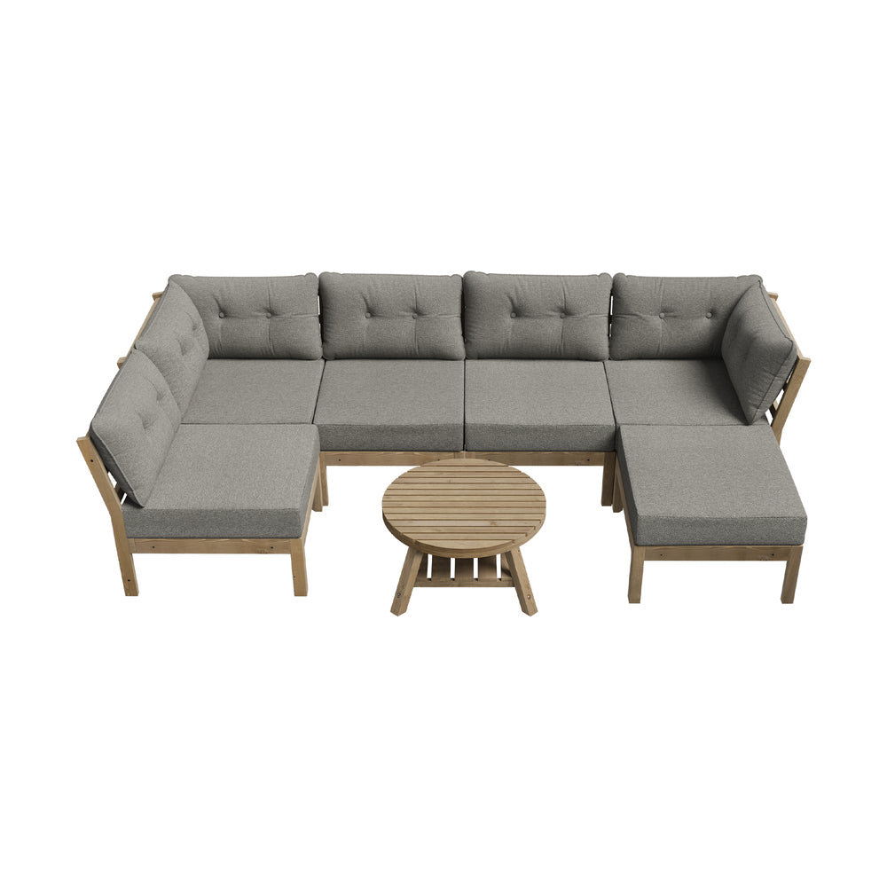 7 Piece Outdoor Sofa Set 6-Seater Lounge Setting Grey