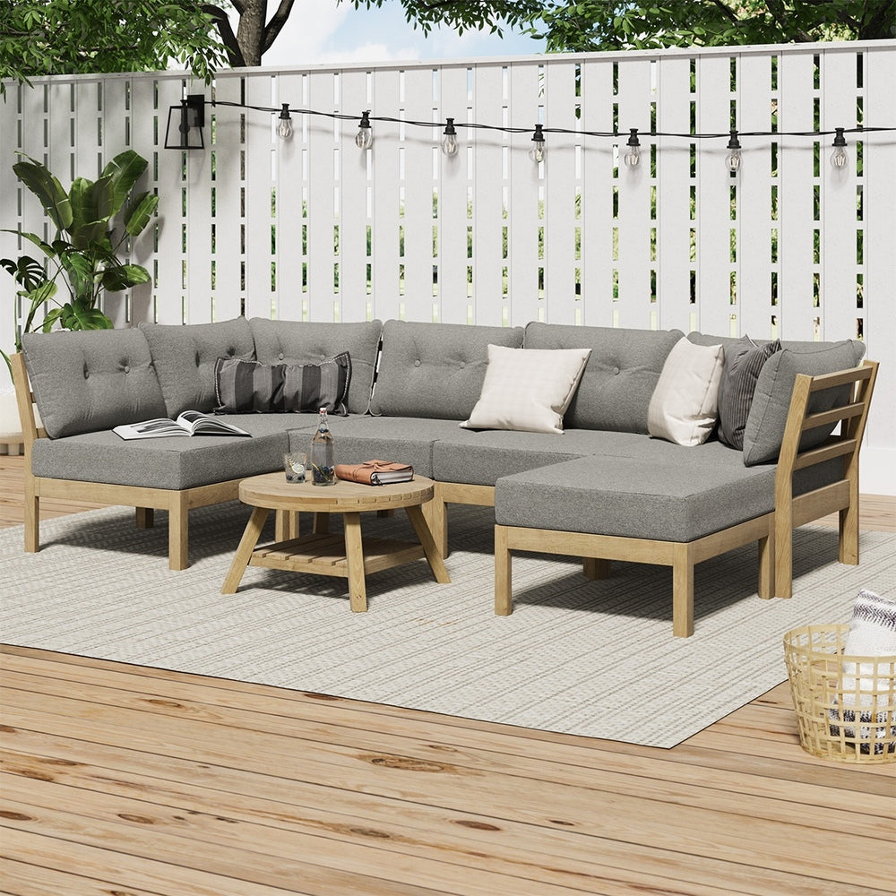 7 Piece Outdoor Sofa Set 6-Seater Lounge Setting Grey