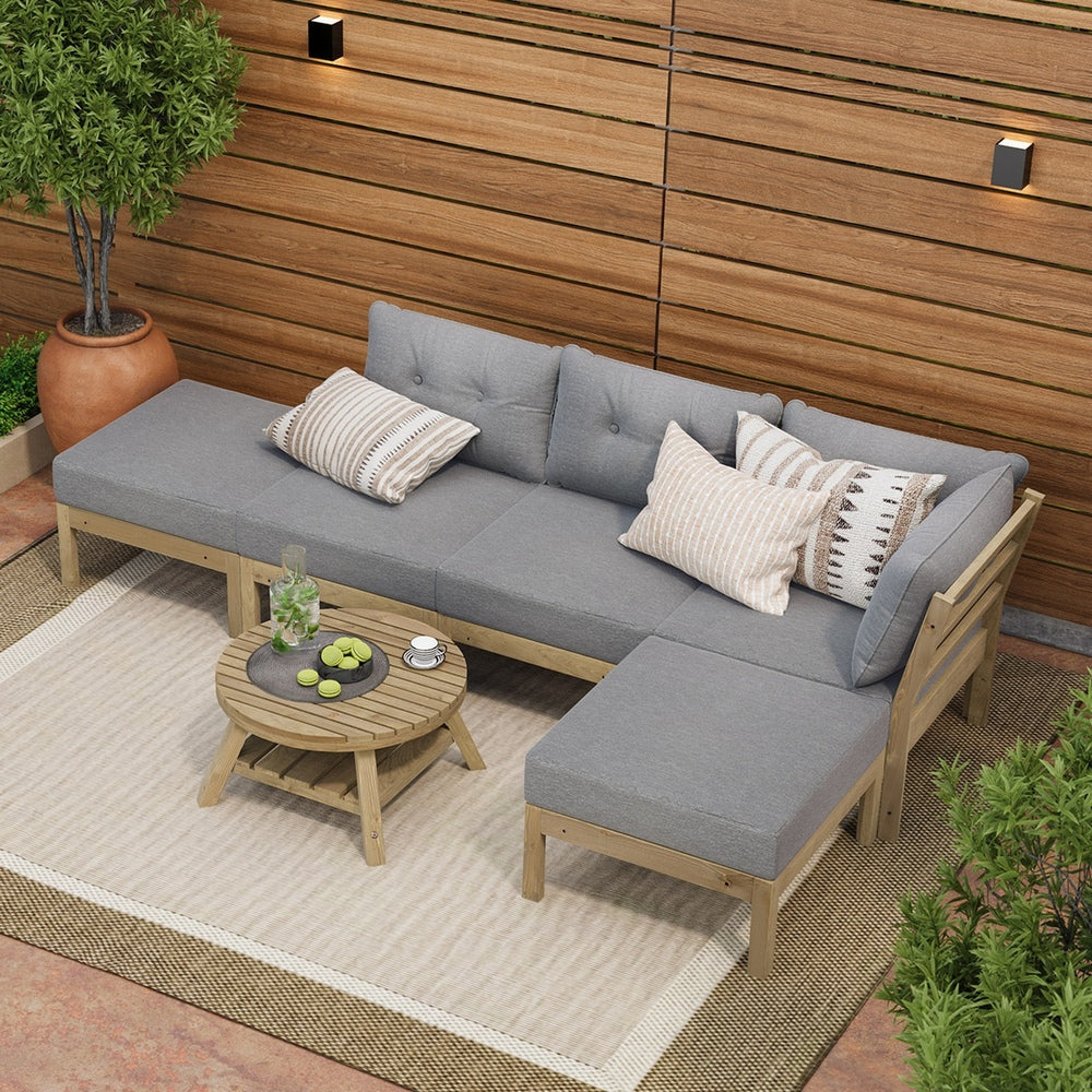 Outdoor Lounge Sofa Set 7 Piece Garden Furniture Grey