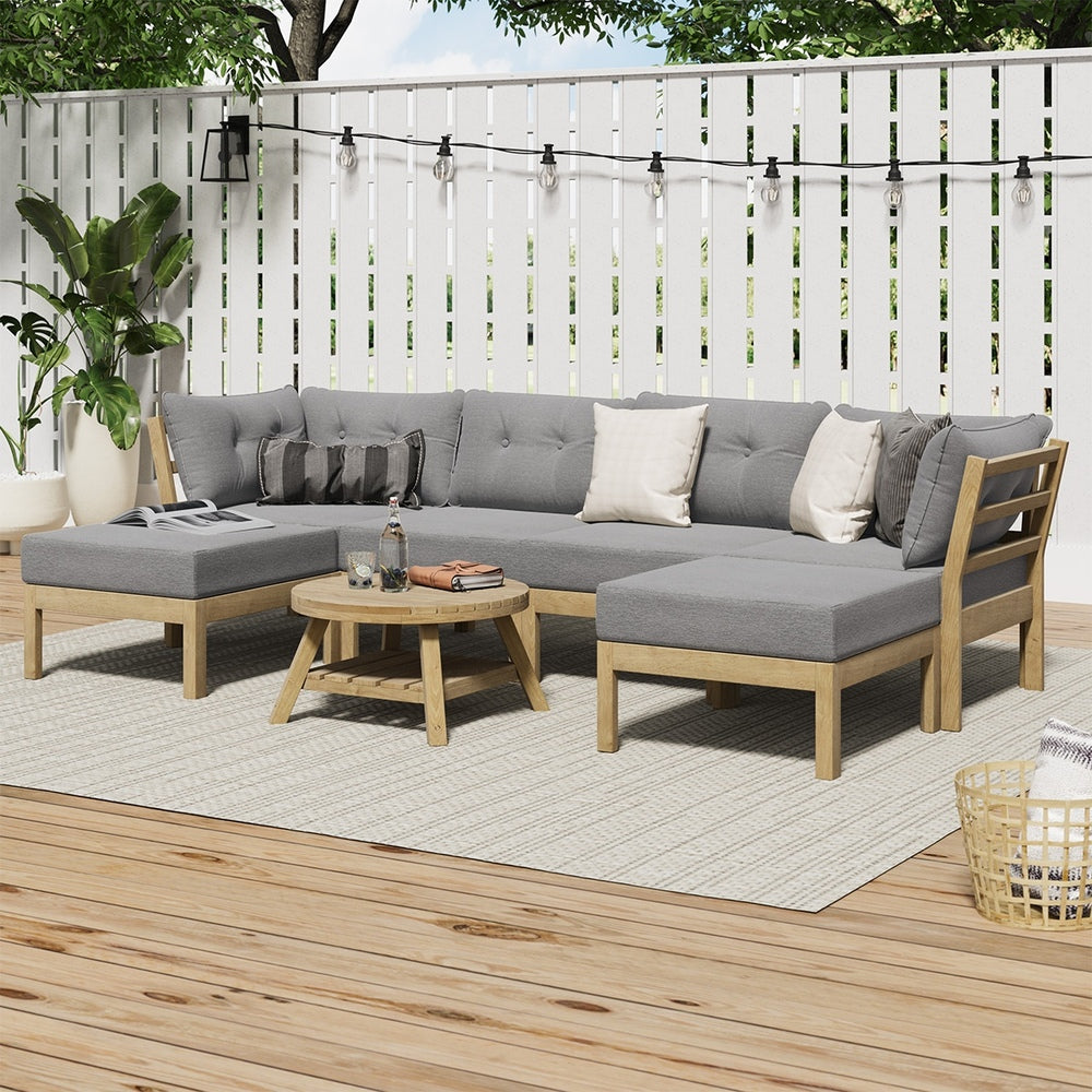 6 Piece Outdoor Lounge Sofa Set Garden Furniture Grey