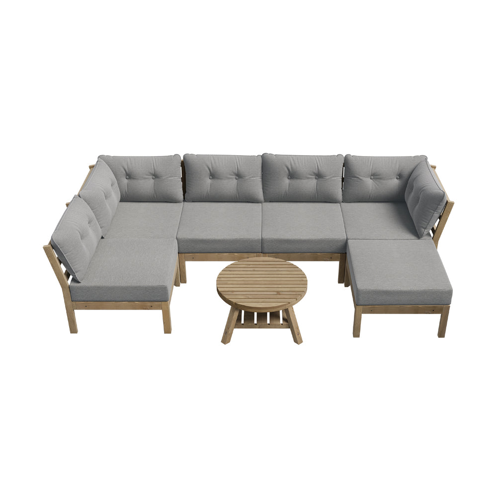 7 Piece Outdoor Sofa Set 6-Seater Lounge Setting Grey