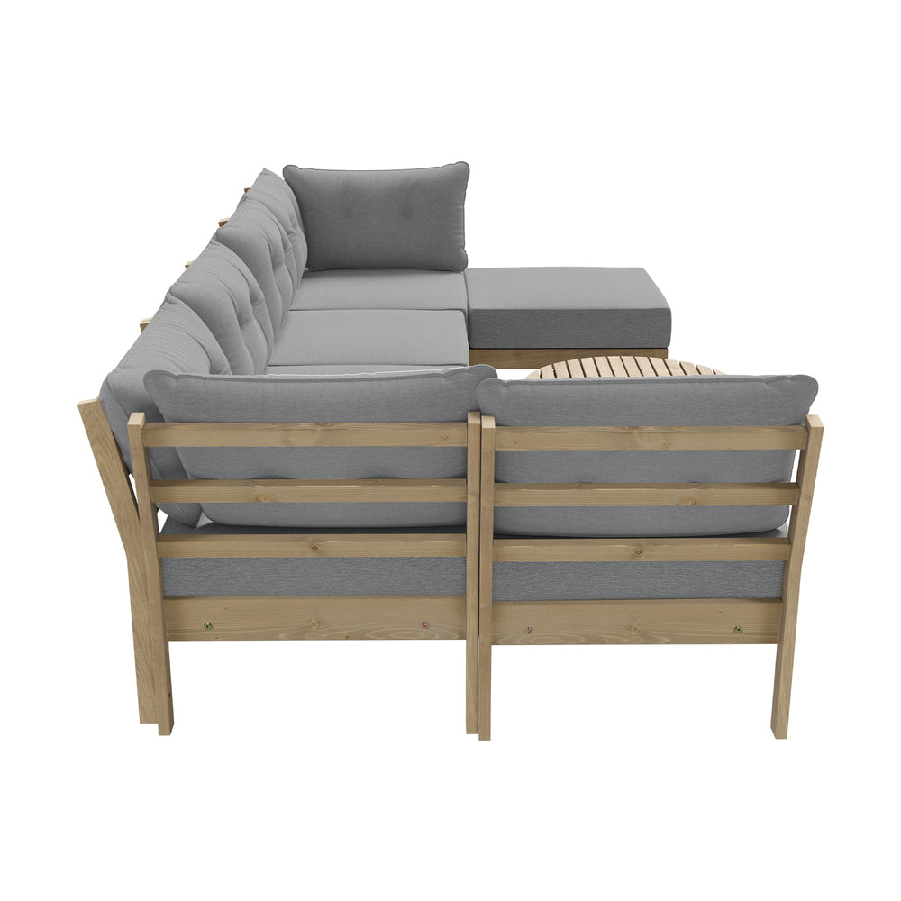 7 Piece Outdoor Sofa Set 6-Seater Lounge Setting Grey