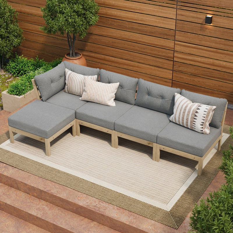 Outdoor Sofa Set 4 Seater Lounge Setting Patio Furniture - Grey & Green, Grey colour