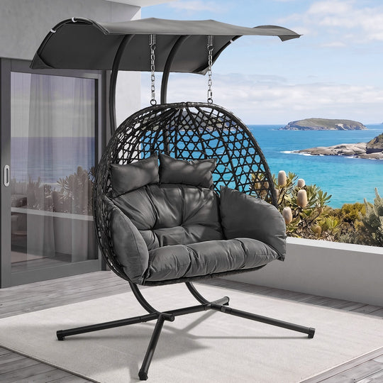Hanging Chair 2 Seater Black 130x95x197cm