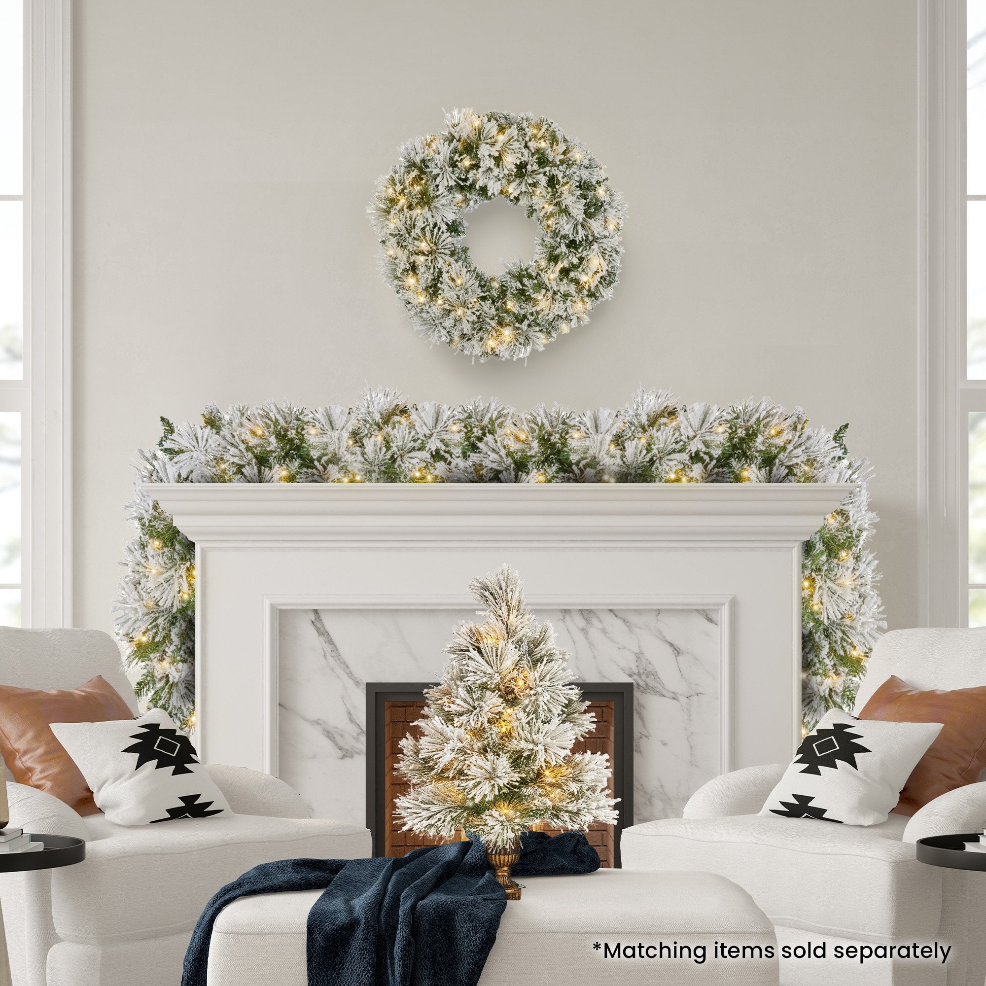 Majestic Snow Christmas Wreath - 61cm