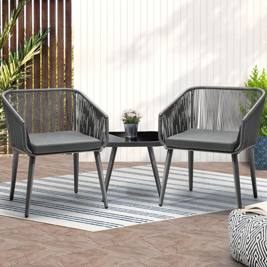 Outdoor Furniture 3 Piece Lounge Setting Chairs Side Table