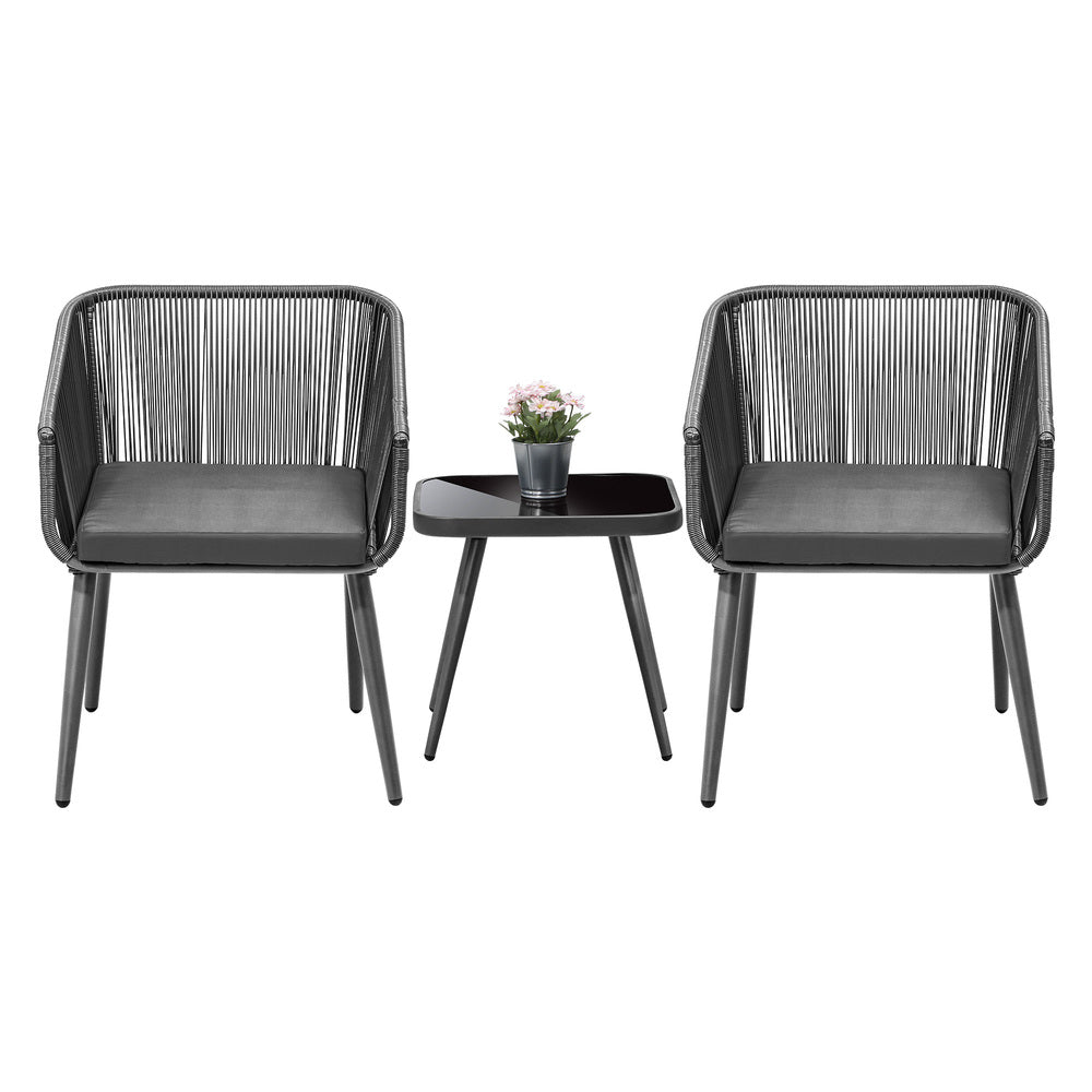 Outdoor Furniture 3 Piece Lounge Setting Chairs Side Table Bistro Set Patio