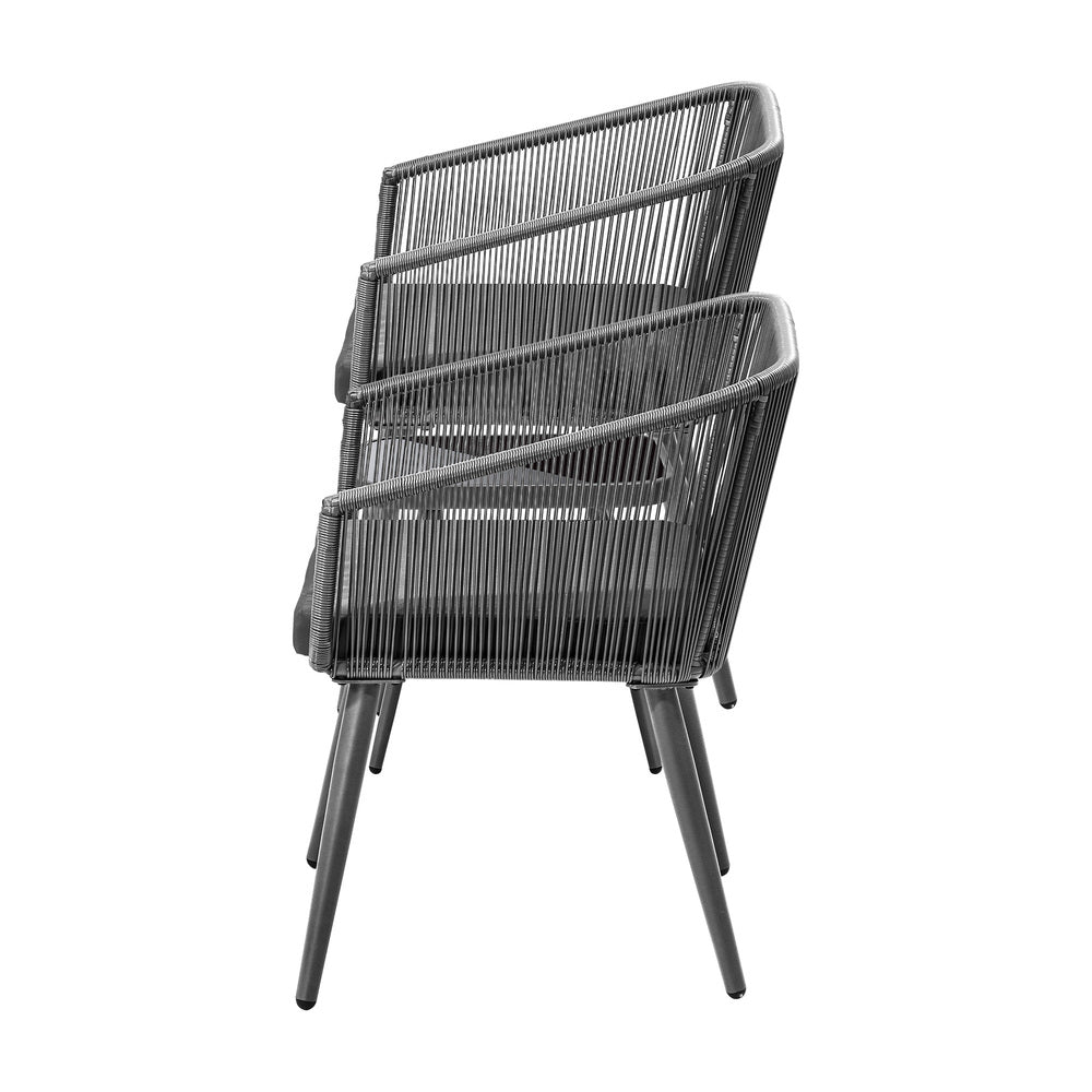 Outdoor Furniture 3 Piece Lounge Setting Chairs Side Table Bistro Set Patio