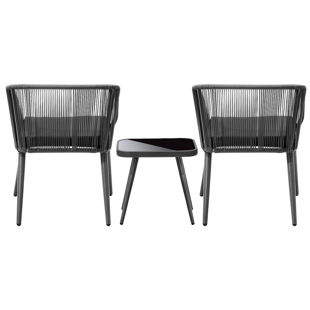 Outdoor Furniture 3 Piece Lounge Setting Chairs Side Table Bistro Set Patio