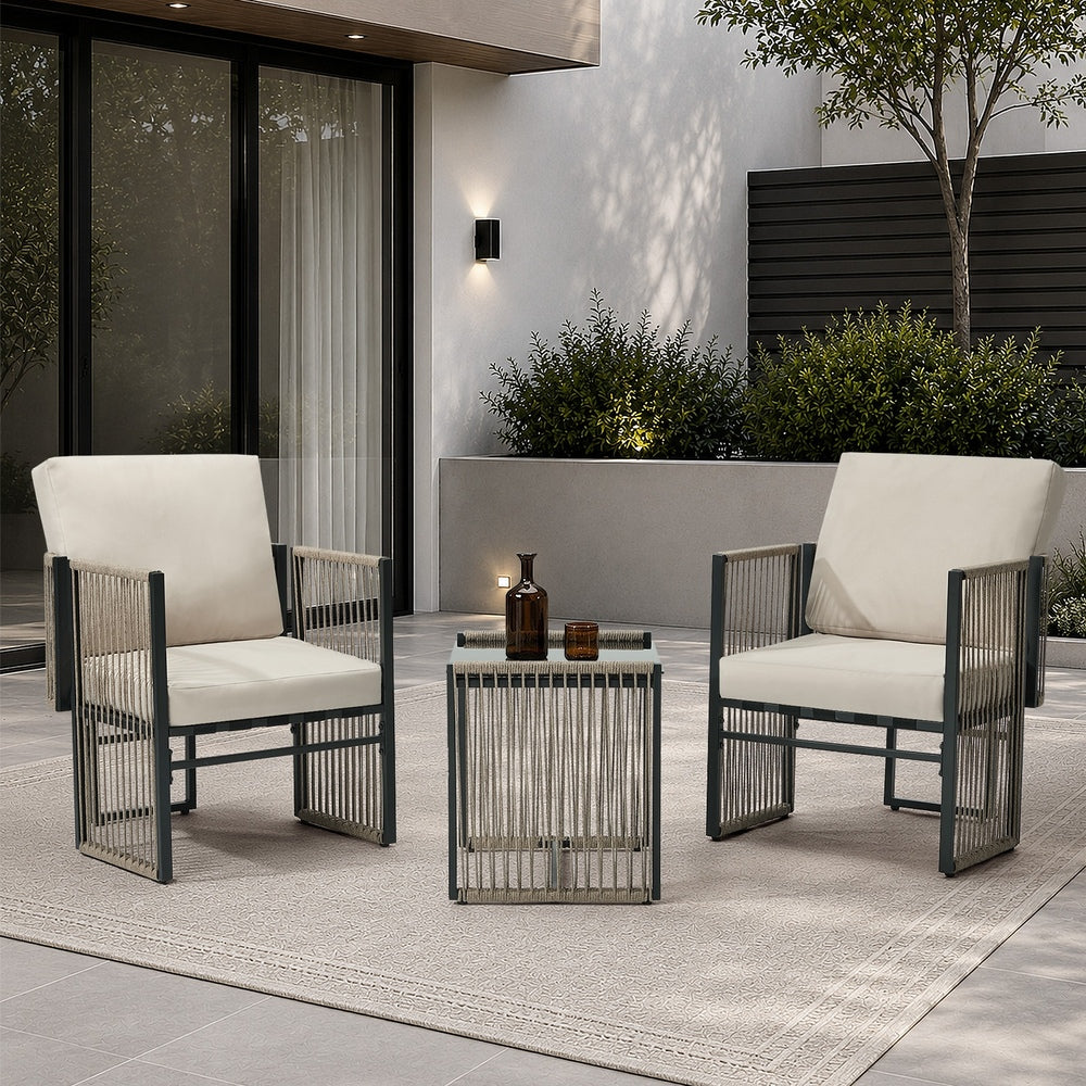 Outdoor Patio Set With Cushions 41x47x46cm