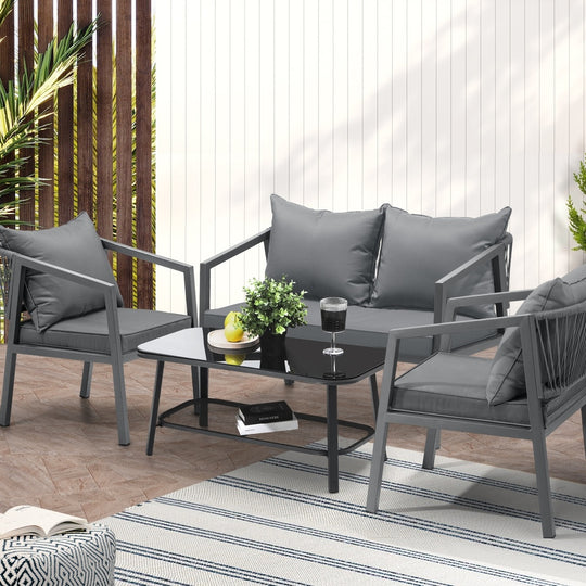4PCS Garden Outdoor Furniture Setting Lounge Patio Sofa