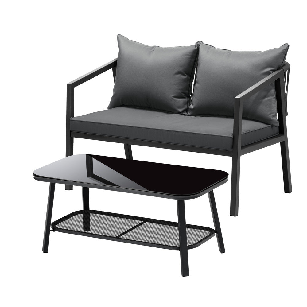 4PCS Garden Outdoor Furniture Setting Lounge Patio Sofa Table Chairs Set