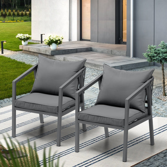2PCS Outdoor Furniture Chairs Garden Patio Garden Lounge Set Steel Frame | Steel finish