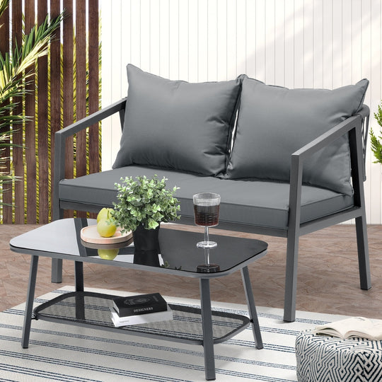Set of 2 Outdoor Furniture Setting Garden Patio Lounge Sofa