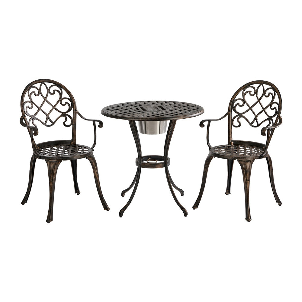 Outdoor Patio Set Bronze Aluminium 90x90x75cm