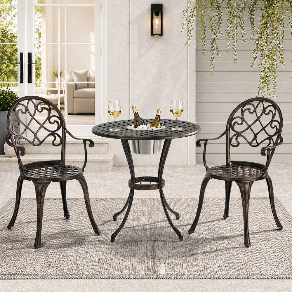 Outdoor Patio Set Bronze Aluminium 90x90x75cm