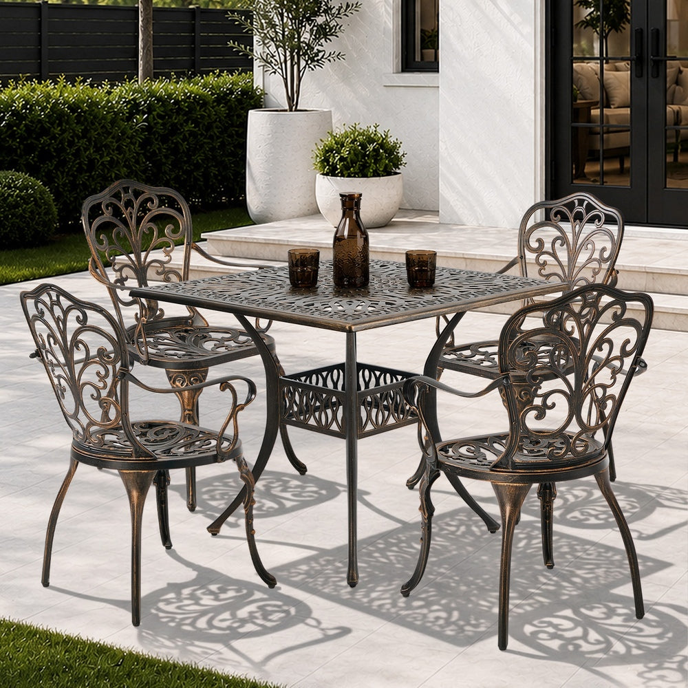 Outdoor Patio Set Cast Aluminium 90x90x75cm