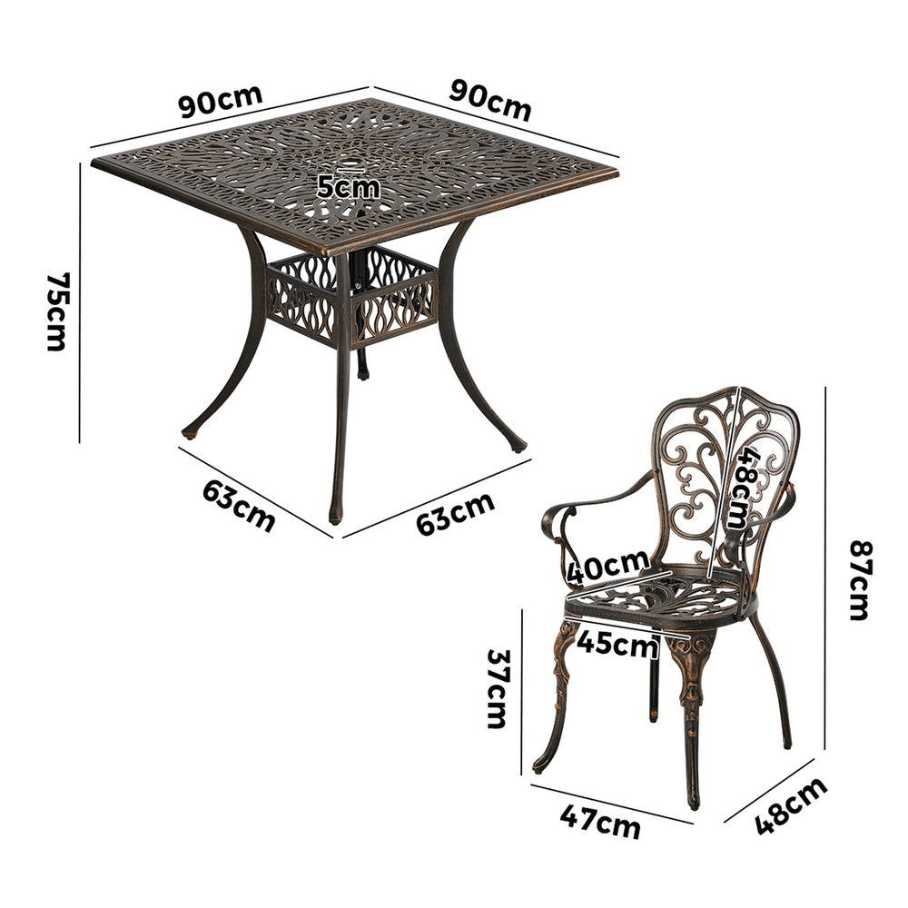 Outdoor Patio Set Cast Aluminium 90x90x75cm