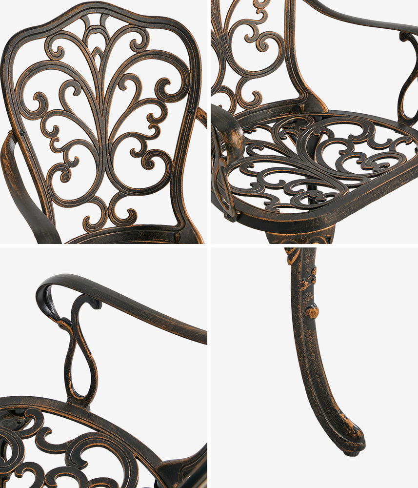 Outdoor Patio Chair Cast Aluminium 47x48x87cm