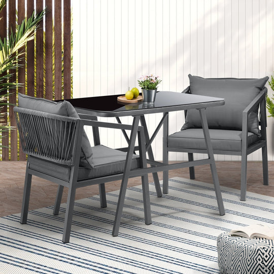 3PCS Outdoor Dining Setting Lounge Patio Furniture Table