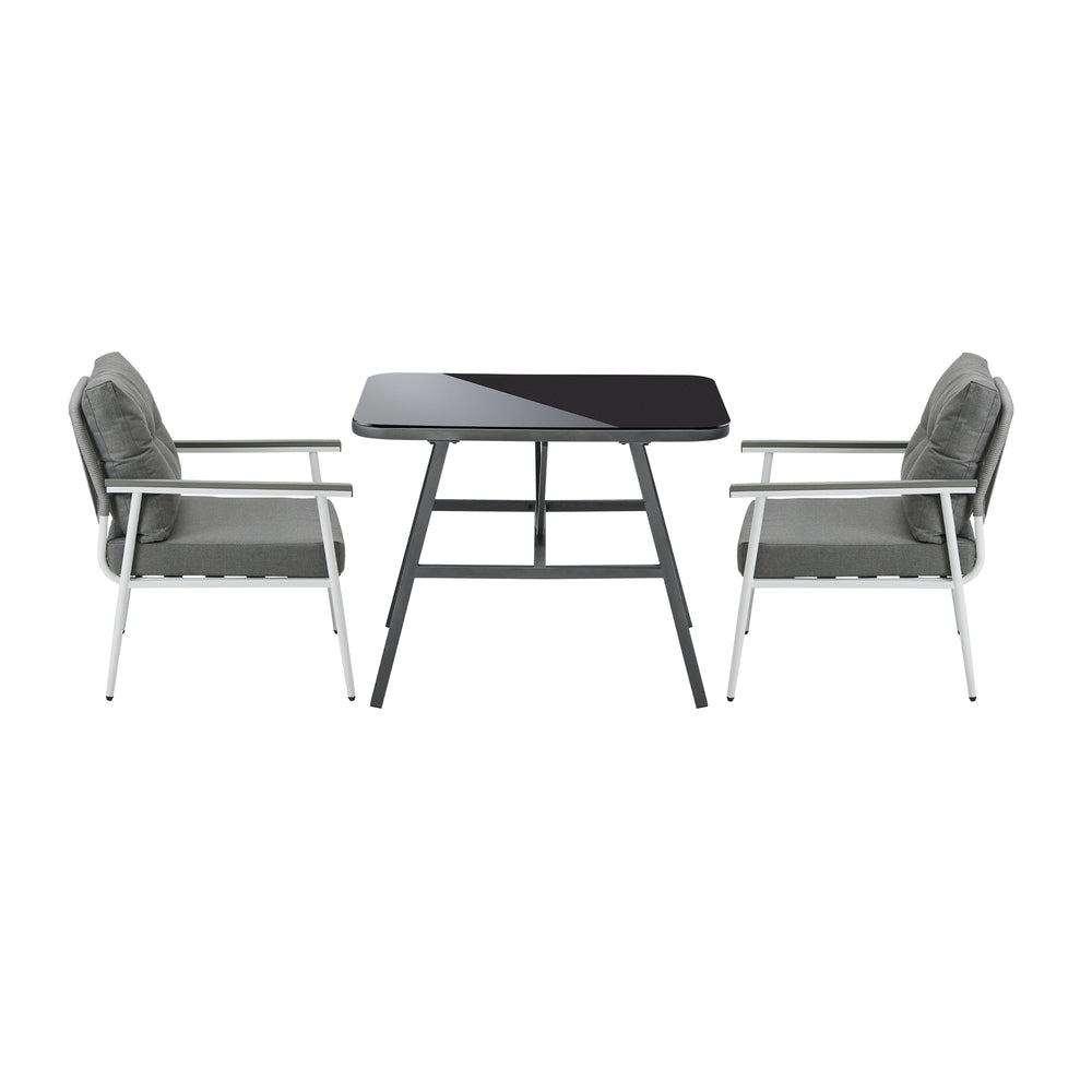 3 Pcs Outdoor Dining Set Patio Table and Chairs 2 Seater