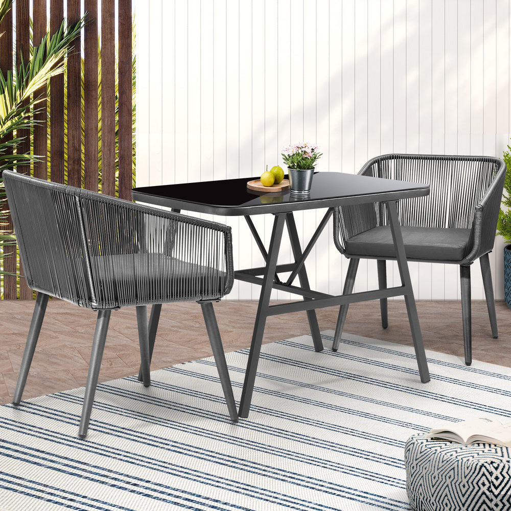 Outdoor Dining Setting 3 Piece Lounge Patio Furniture Table Chairs Set